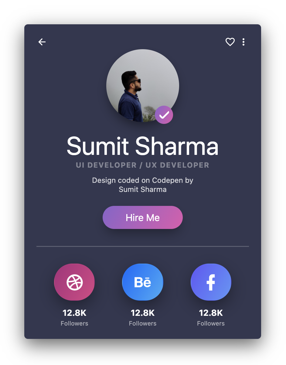 Profile card made with CSS