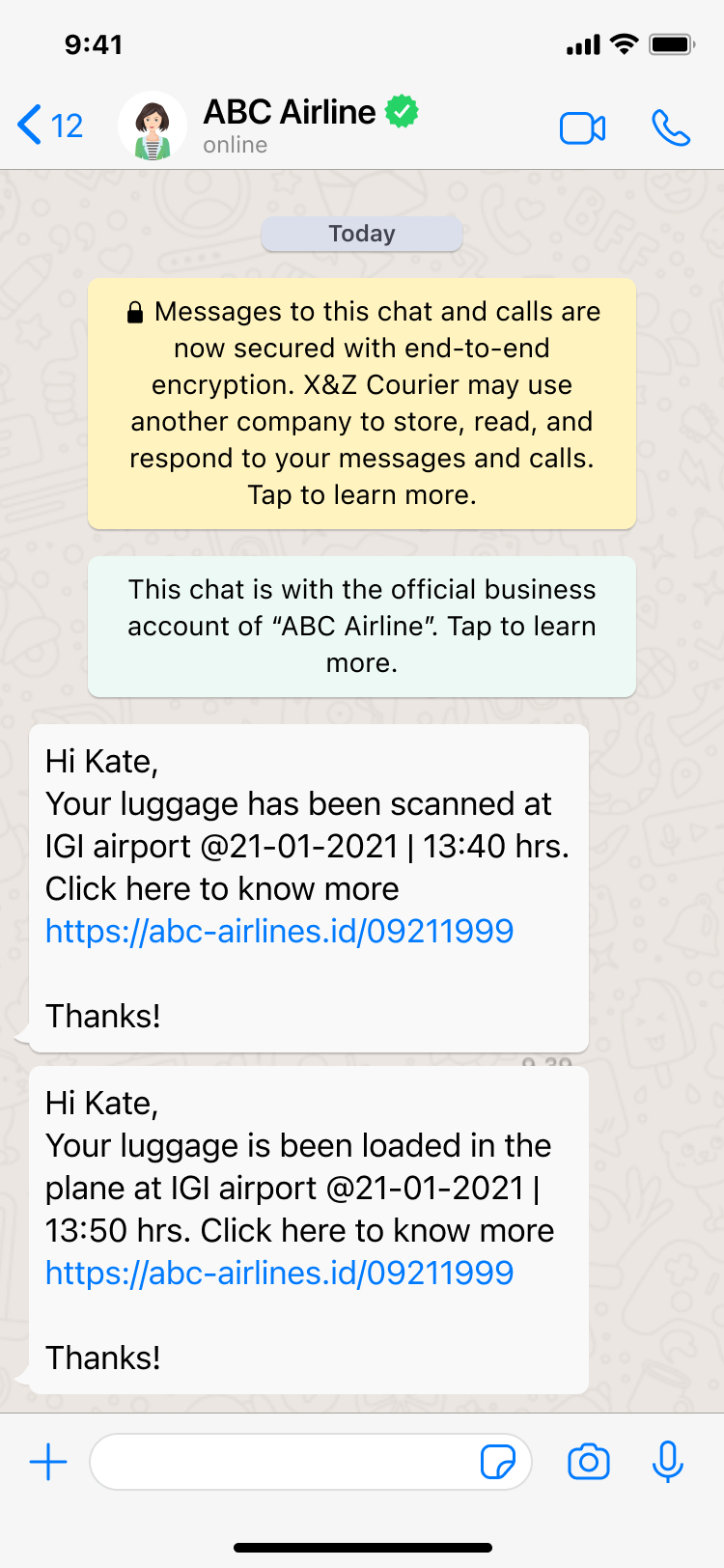 TrackBag integration with WhatsApp